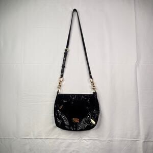 Michael Kors black snakeskin-embossed leather shoulder bag-Vintage